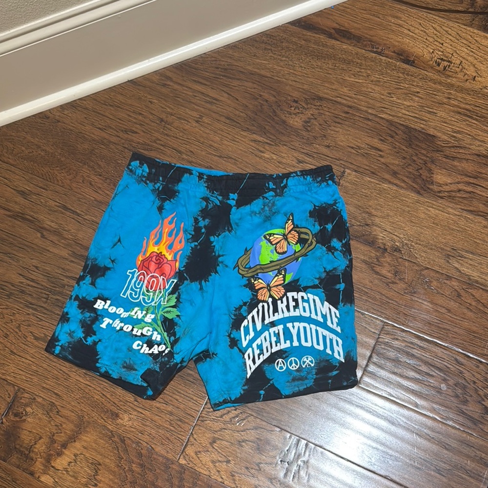 Civil Men’s M Blue Tye Die 199x Rebel Sweat Shorts